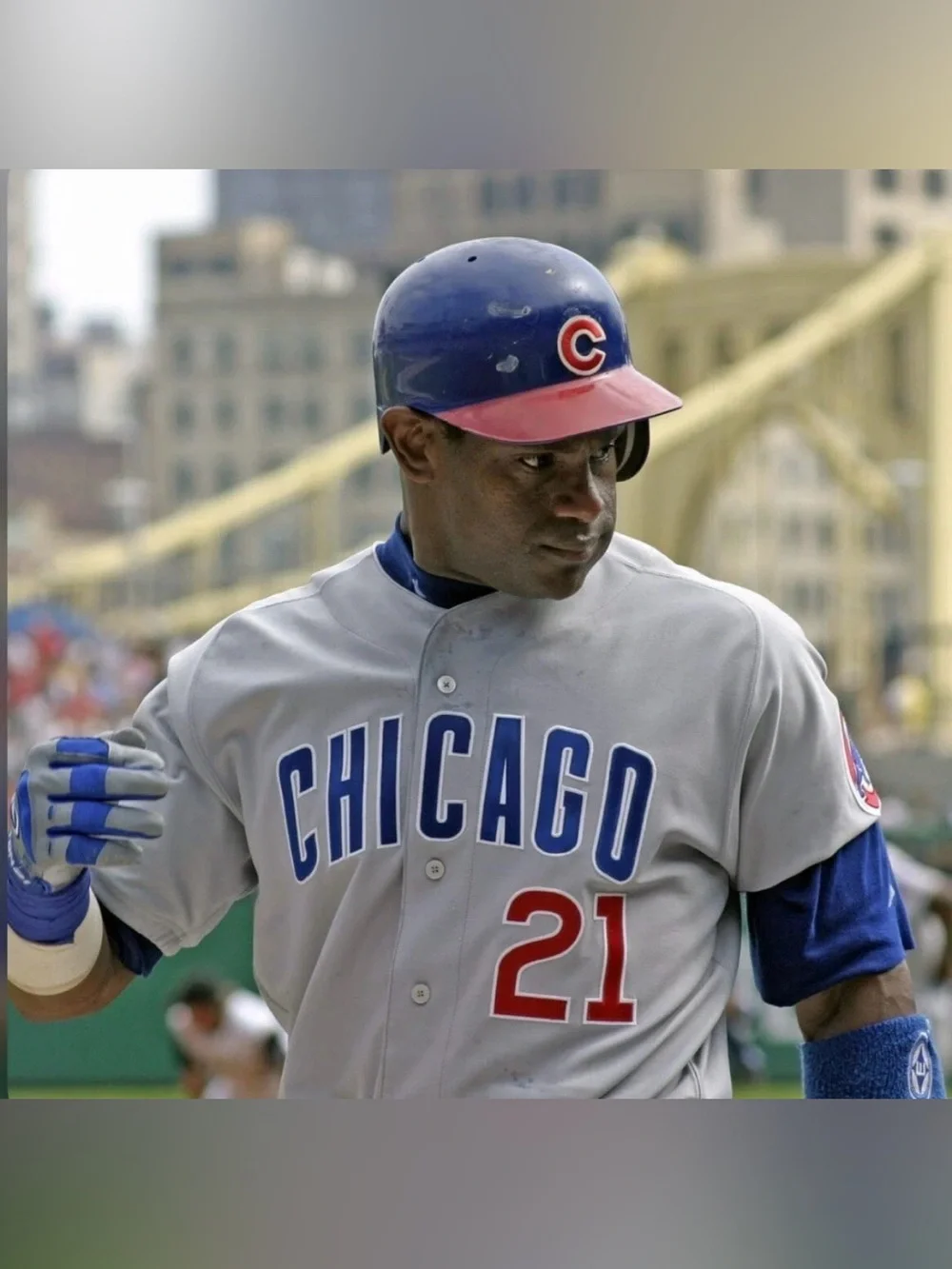 Majestic Authentic Chicago Cubs Sammy Sosa #21 Gray Baseball Jersey Men’s Sz: XL